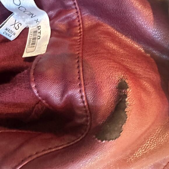 Toccin Burgundy Ribbed Knit Shirt Dress XS Midi Office Work Designer $525 - Picture 14 of 14